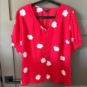 Banana Republic Red and White Floral Blouse